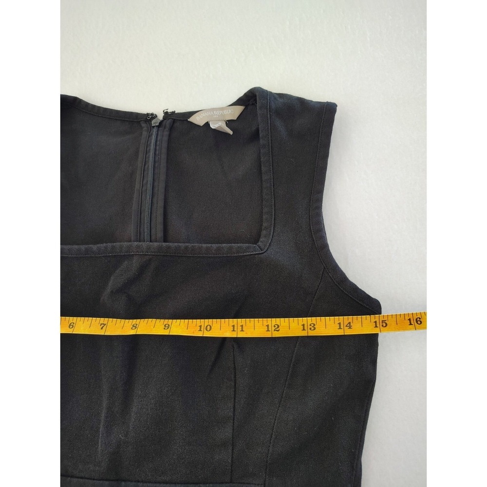 Banana Republic Sloan fit Sheath Dress Size 4 Petite Square Neck Sleeveless Blac - Picture 7 of 10